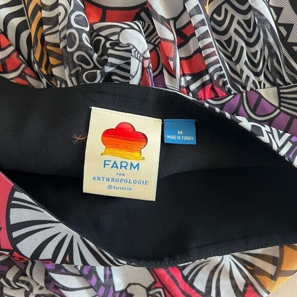 Anthropologie Farm Rio Tropical Maxi Skirt Mesh Lined Black White Multi size M - Picture 5 of 9